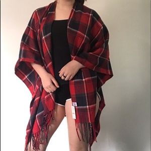 Plaid Shawl Cardigan